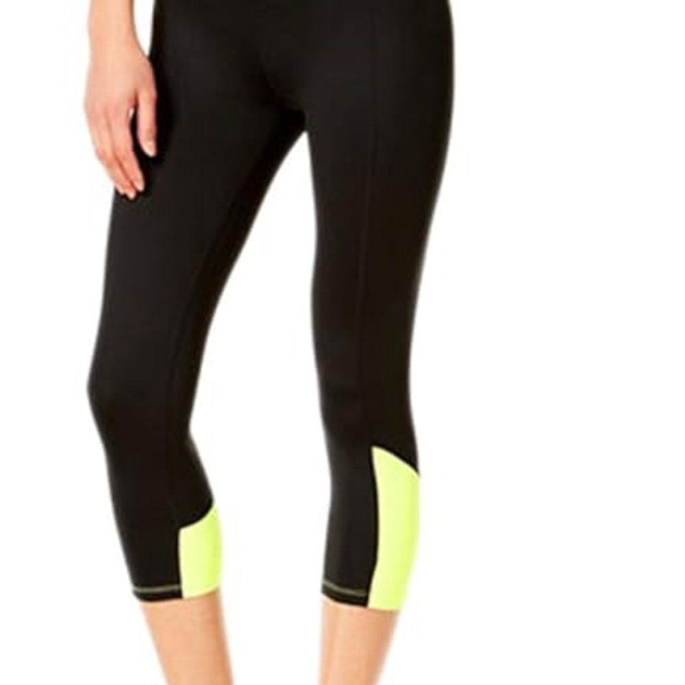 Calvin Klein Women's Black and Yellow Athletic Leggings
